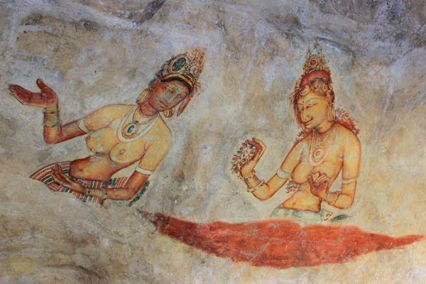 Oud fresco in de rotswand